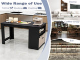 48 inch black kitchen bar table with storage cabinet and wine rack 54512743