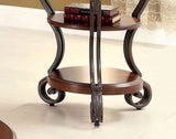 ZNTS Traditional Style Brown Cherry 1pc SIDE TABLE Open Bottom Shelf Ornate Design Living Room Furniture B011P203062