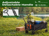 Collapsible Folding Wagon, Heavy Large Capacity Garden Wagon, Big Bucket Beach Cart with 03522065