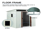 6ft x 5ft Outdoor Metal Storage Shed With window and Metal foundation White W54071042