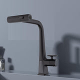 Matte Black Waterfall Kitchen Faucet with Temperature Display, Single Handle Kitchen Faucet with W1217P146517