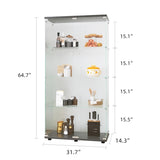 ZNTS Two-door Glass Display Cabinet 4 Shelves with Door, Floor Standing Curio Bookshelf for Living Room 32822939