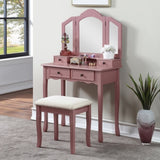 ZNTS Wooden Vanity Make Up Table and Stool Set, Rose ld 71086315