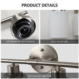 Modern 8-Light Vanity Wall Sconce, Brushed Nickel Finish with Frosted Glass Shades for Bathroom or W1340P206700