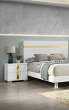Attractive Beautiful Nightstand Bedroom Furniture White And Gold Finish Bracketed Metal Legs 1pc B011P326223