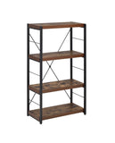 Weathered Oak and Black 3-shelf Bookcase B062P184586
