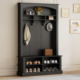 ON-TREND 47.2'' Wide Hall Tree with Bench and Shoe Storage, Multi-functional Storage Bench with 3 WF317362AAB