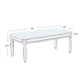 Silver Mirrored Coffee Table, Vintage Carved Elements, Rectangle Glass Tea Table with Mirrored W1445P214047