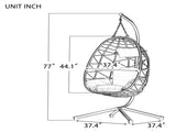 Egg Chair with Stand Indoor Outdoor Swing Chair Patio Wicker Hanging Egg Chair Hanging Basket Chair W874106468