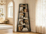 5-Tier Farmhouse Corner Bookshelf, 70" Tall Corner Shelves Plant Stand for Living Room 48121382