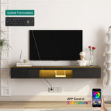 Floating TV Stand Wall Mounted with 16 Color LEDs,69" Modern TV Stand, Floating TV Cabinet W1321P237658