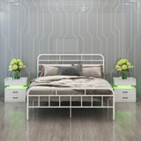 1 Set Nightstand with Adjustable LED Strip Light, 2-drawers, Large Storage Space, Suitable for W368P239008