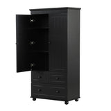 ZNTS Tall Storage Cabinet with Three Drawers for Bathroom/Office, Black N725P183256B