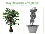 4FT Artificial Ficus Tree - 504 PEVA/Polyester Leaves, Multiple Trunks, Green 44479741