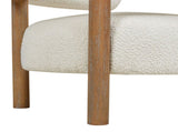 Fuji 37" Mid Century Modern Barrel Accent Arm Chair, Ivory White Boucle B2719P238263