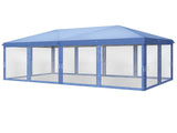 10x20 ft Instant Pop Up Canopy Tent Blue, 6 Mesh Panels 2 Doors 4 Net Sides, 07293396