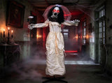 5.7ft Spooky Ghost Bride Animatronic with Withered Rose & Tattered Veil, Life Size Halloween Decor 74836217