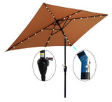 10 x 6.5t Rectangular Patio Solar LED Lighted Outdoor Market Umbrellas with Crank & Push Button Tilt W65627953