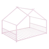 Full Size Metal House Bed, Pink MF305893AAH
