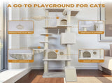 84 in Beige cat tree tower with large condo sisal scratching post big hammock and top platform W243P382891