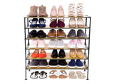 2-Tier Stackable 6-Pair Woodgrain Resin Slat Shelf Sturdy Metal Frame Shoe Storage Rack Organizer, 44565874