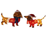 Set of 2 Lighted Dachshund Dog Christmas Decorations, Pre-lit Holiday Decor with 115 Warm White LED 87696606