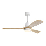 52 Inch Indoor Ceiling Fan With Dimmable Led Light 3 Solid Wood Blades Remote Control Reversible DC W882P296748