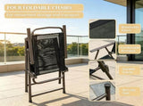 Black & Coffee 6-Piece Patio Dining Set for 4 Complete with Umbrella, Round Glass Table & 4 60964173