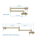 Pot Filler Faucet - Wall Mount Kitchen Sink Faucet Folding Stretchable with Single Hole Two Handles, W1243P262592