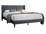 Modern Eye-Catching 1pc Queen Size Bed Charcoal Burlap Fabric Unique Diamond Design Headboard B011P238958