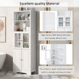 White Tall Storage Cabinet with Shelves and Doors for Bathroom, Kitchen and Living Room, MDF Board WF295070AAK