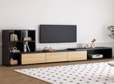 ON-TREND 74.8''-126'' Extendable TV Stand with 3 Tier Bookshelves for TVs up to 110'', Adjustable WF531669AAB