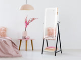 Full mirror wooden floor type with 1 shelf, 3-color led mirror lamp, 8 white interior lamp beads, 01623090