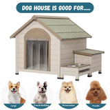 ZNTS Outdoor fir wood dog house with an open roof ideal for small to medium dogs. With storage box, 70363091