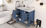 ZNTS 36" Bathroom Vanity with Sink Combo, One Cabinet and Three Drawers, Solid Wood and MDF Board, Blue 36929776