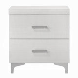 Modern Contemporary Bedroom Furniture White Finish Nightstand of 2x Drawers Metal Legs Wooden 1pc B011P316891