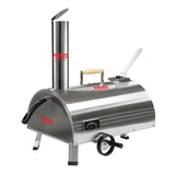 ZNTS Silver Pizza Oven Outdoor 12" Semi-Automatic Rotatable Pizza Ovens Portable Stainless Steel Wood 75722121