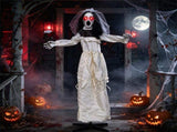 5.7ft Spooky Ghost Bride Animatronic with Withered Rose & Tattered Veil, Life Size Halloween Decor 74836217