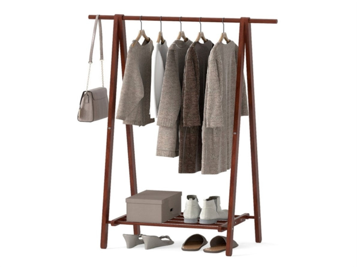 Rube Garment Rack Solid Rubber Wood Folding Coat Rack, A-Frame Standing Clothes Rack wit ...