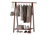 Solid Rubber Wood Folding Coat Rack, A-Frame Standing Clothes Rack with Bottom Storage Shelf 47060129