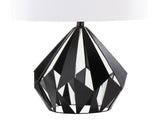 me Tri 28" Contemporary Metal Table Lamp in Matte Black Metal with White Linen Shade from Grandview B202P224044