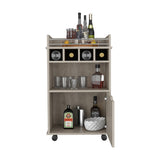 Phoenix Bar Cart with 2 Open Shelves 4 Cubbies and Cabinet B070P173180