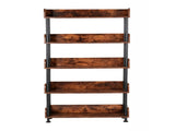 5-Tier Industrial Bookshelf, Open Rustic Brown Bookcase with Metal Frame, Freestanding Display W3101P574173