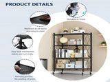 4-Tier Foldable Metal Storage Shelves with Wheels, Heavy Duty Folding Organizer, Metal Storage 98377890