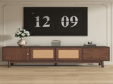Mid Century Modern TV Stand for 80" TVs, Entertainment Center with Sliding Doors and Drawers, TV N710P257617P