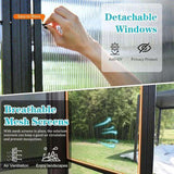 12x16FT All Season Sunroom, Outdoor Permanent Wall Mounted Solarium with Detachable Polycarbonate W1859P238682