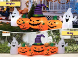 9ft Inflatable Halloween Decor 5 Pumpkins, 2 Ghosts, Internal LED Lights, Waterproof Polyester, 95470629