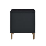 3 Drawers Particleboard Nightstand, Black, Silver and Gold B016P257162