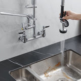 Commercial Kitchen Faucet Deck Mount with Pre-Rinse Sprayer 21" Height Kitchen Sink Faucet 8 Inch W1932P171734