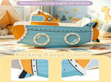 Wooden Rocking Boat Toy with Rotating Propeller, Toddler Climbing Rocker with Handrails, Indoor Play 12170886